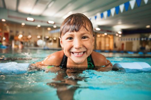 Water Around Safety Girl smiling
