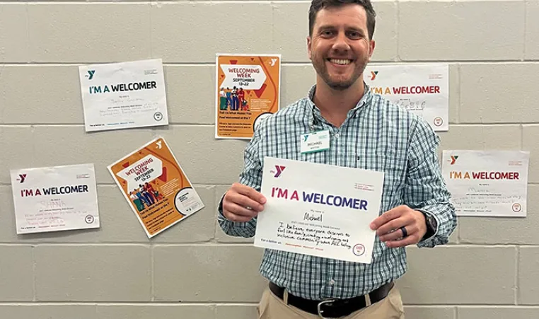 Michael Whitten participating in Welcoming Week at the Y.